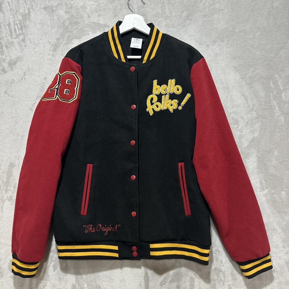 Vintage 90s Disney Mickey Mouse Pluto 28 Varsity Letterman Jacket Sz M Button Up
